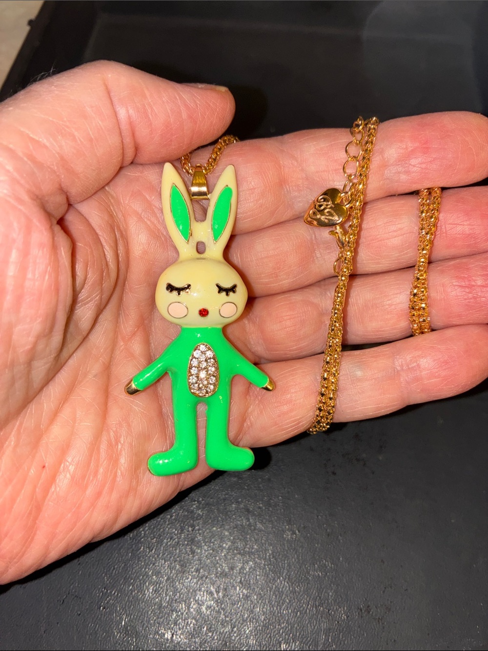 Cutest Green Bunny Pendant Necklace